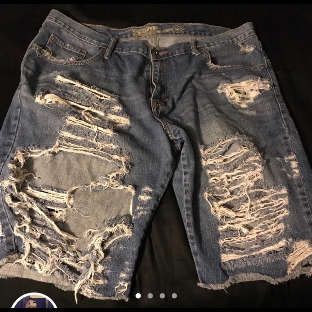 Distressed Denim Jean Shorts